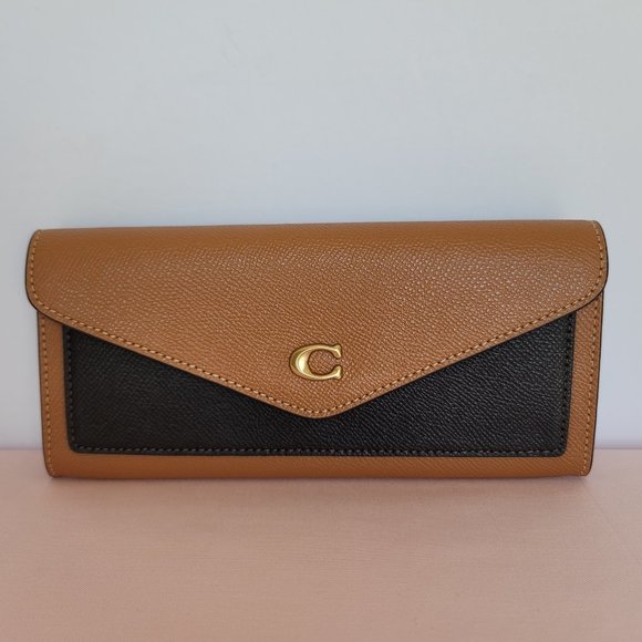 COACH Wyn Colorblock Leather Large Wallet- Light Camel Multi - Picture 6 of 16